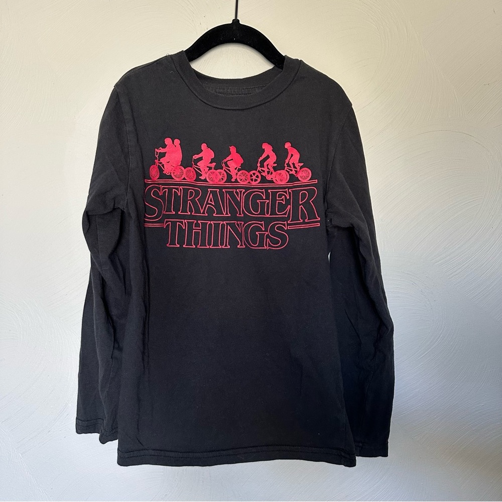 Stranger Things Kids Black and Red Long Sleeve Shirt